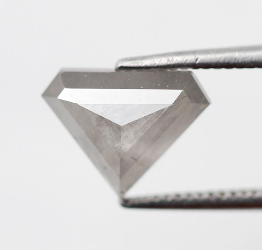 Geometric Cut 1.88 Ct Salt and Pepper Diamond, Natural Grayish Diamond, Loose Stone for Custom Wedding Band