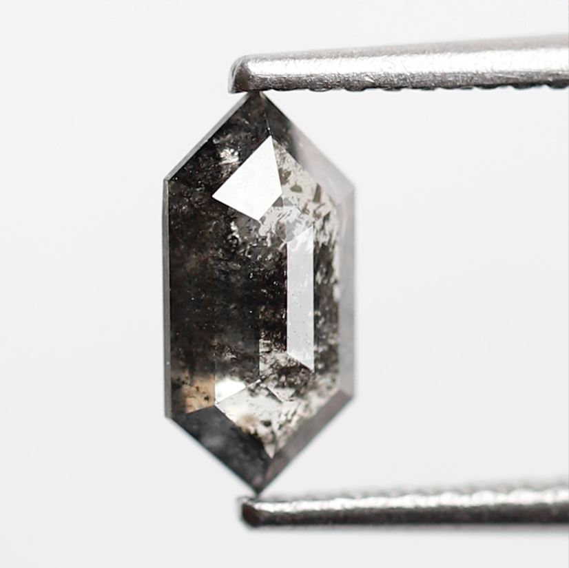 0.75 CT Natural Hexagon Shape Salt and Pepper Diamond, 9.00 mm Loose Blackish Gray Earth Mined Diamond