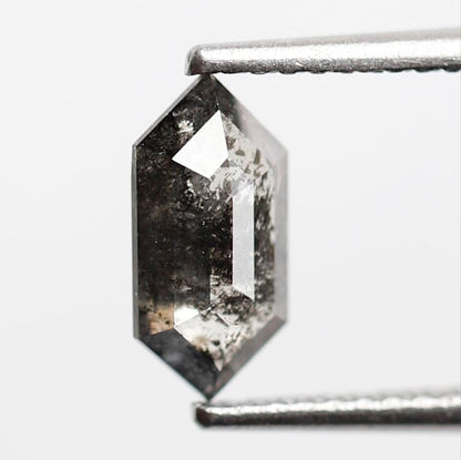 0.75 CT Natural Hexagon Shape Salt and Pepper Diamond, 9.00 mm Loose Blackish Gray Earth Mined Diamond