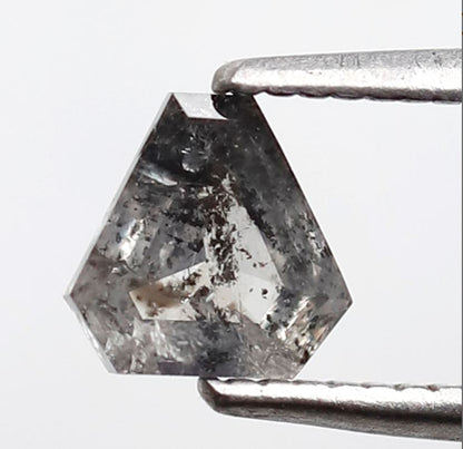 0.60 CT Geometric cut Loose Diamond, Conflict Free Natural Gray Black Salt and Pepper Diamond