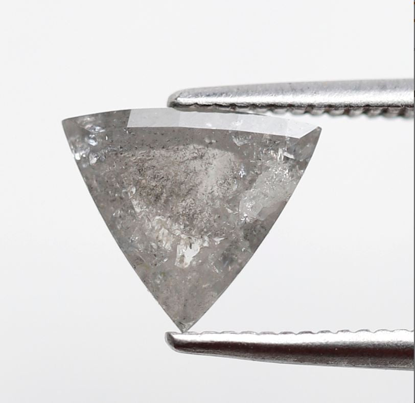1.31 Ct Triangle Cut Salt and Pepper Diamond, Natural Gray Black Loose Diamond, Earth Mined Stone for Ring or Pendant