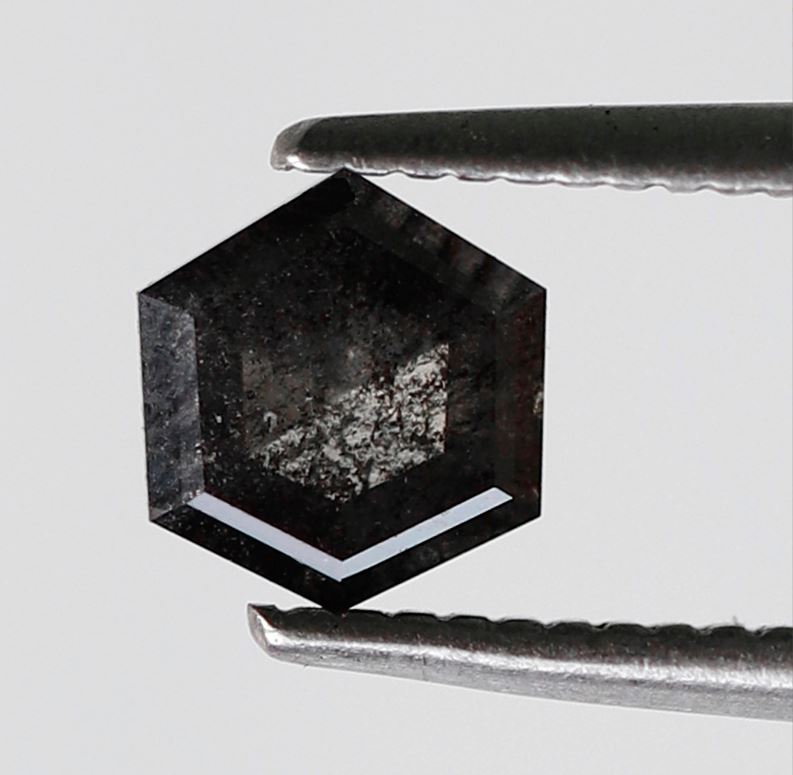 0.55 CT Hexagon Shape 5.70 mm Loose Diamond, Natural Blackish Gray Earth Mined Salt and Pepper Diamond