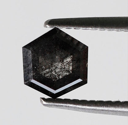 0.55 CT Hexagon Shape 5.70 mm Loose Diamond, Natural Blackish Gray Earth Mined Salt and Pepper Diamond