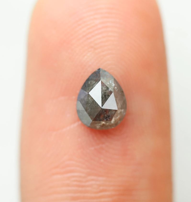 0.70 CT Blackish Gray Pear Shape Diamond, Natural 6.20 mm Conflict Free Salt and Pepper Diamond For Making Wedding Band