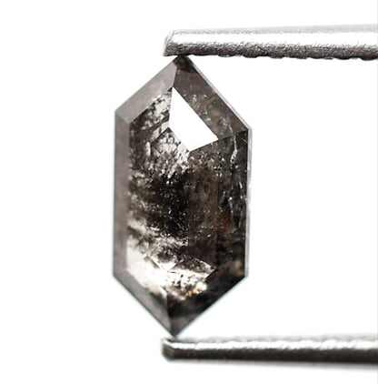 0.75 CT Natural Hexagon Shape Salt and Pepper Diamond, 9.00 mm Loose Blackish Gray Earth Mined Diamond