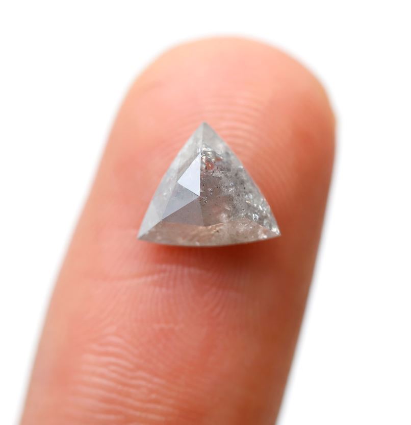 1.31 Ct Triangle Cut Salt and Pepper Diamond, Natural Gray Black Loose Diamond, Earth Mined Stone for Ring or Pendant