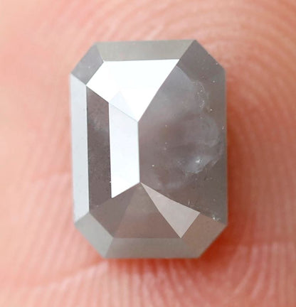 0.78 CT Natural Emerald cut Salt and Pepper Diamond, 6.90 x 4.90 mm Loose Grayish Earth Mined Diamond