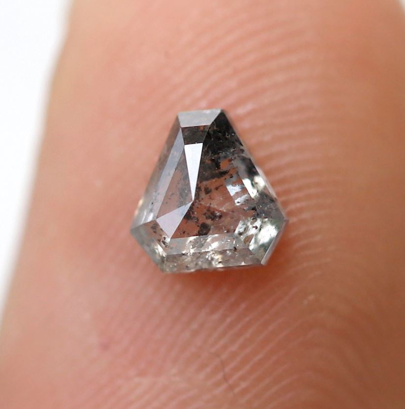 0.60 CT Geometric cut Loose Diamond, Conflict Free Natural Gray Black Salt and Pepper Diamond