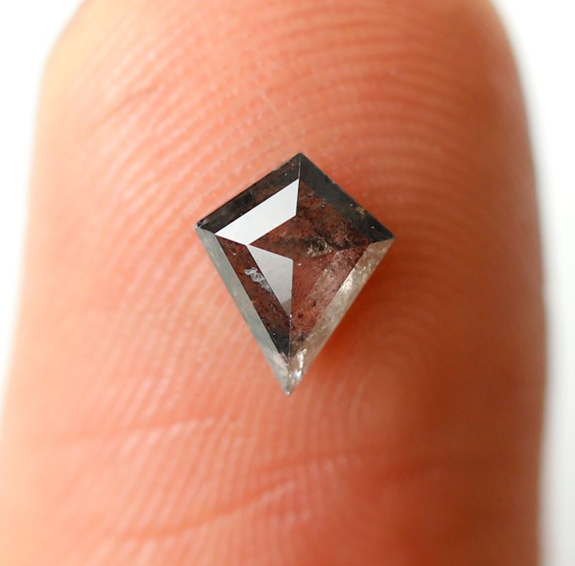 0.40 CT Kite Shape Loose Natural Diamond, 6.50 mm Gray Black Salt and Pepper Earth Mined Diamond For Anniversary Ring