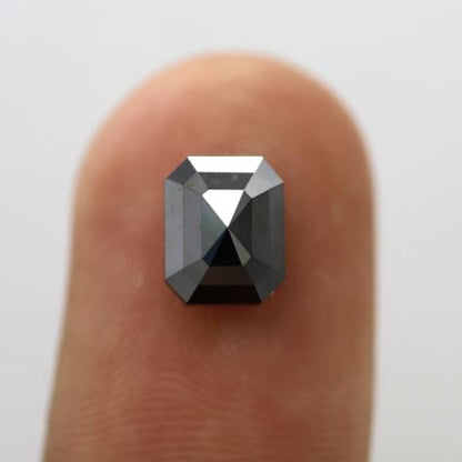 Emerald Cut 2.78 Ct Natural Treated Black Loose Diamond For Engagement Ring