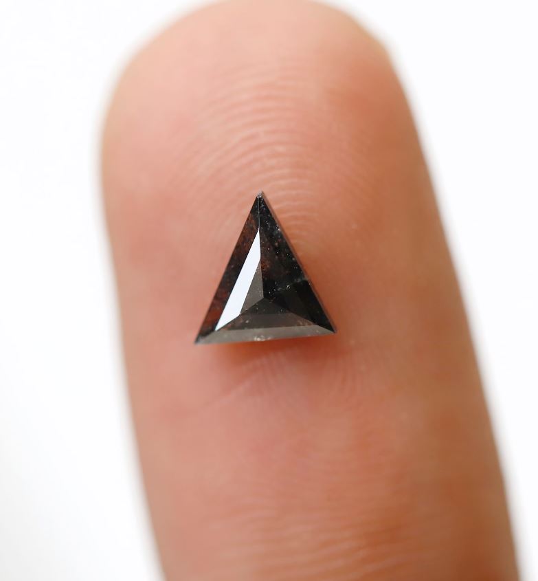 0.53 Ct Natural Triangle Diamond, Blackish Gray Salt and Pepper Loose Diamond, Earth Mined Gem for Jewelry