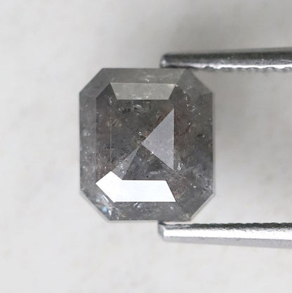 1.84 Ct Emerald Shape Natural Gray Black Salt & Pepper Diamond | 7 mm Loose Diamond