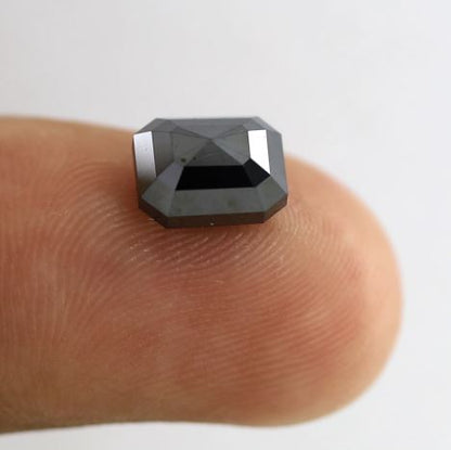 Emerald Cut 2.78 Ct Natural Treated Black Loose Diamond For Engagement Ring