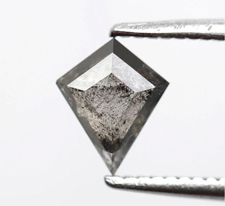 0.40 CT Kite Shape Loose Natural Diamond, 6.50 mm Gray Black Salt and Pepper Earth Mined Diamond For Anniversary Ring