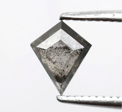 0.40 CT Kite Shape Loose Natural Diamond, 6.50 mm Gray Black Salt and Pepper Earth Mined Diamond For Anniversary Ring