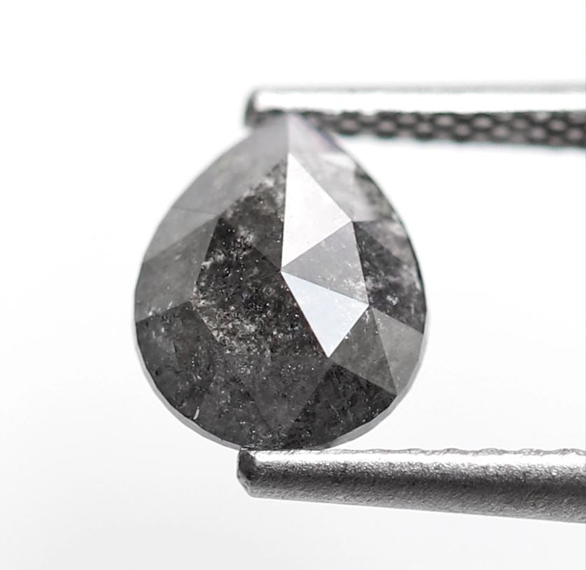 0.83 Ct Pear Shape Salt and Pepper Diamond, Blackish Gray Natural Loose Diamond, Conflict Free Engagement Ring Stone