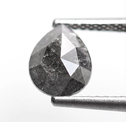 0.83 Ct Pear Shape Salt and Pepper Diamond, Blackish Gray Natural Loose Diamond, Conflict Free Engagement Ring Stone