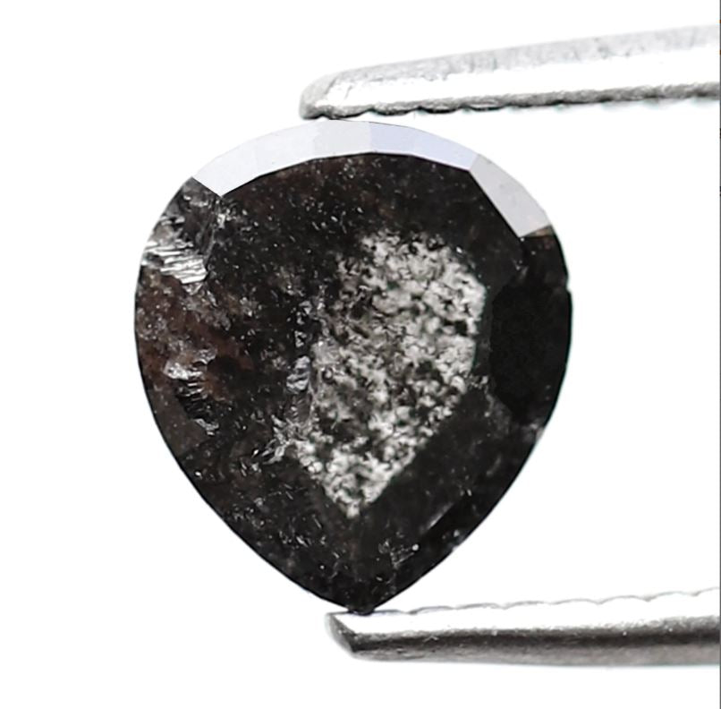 Pear Shape 1.06 Ct Salt and Pepper Diamond, Natural Blackish Gray Diamond, Loose Stone for Ring Making