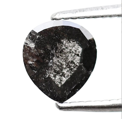 Pear Shape 1.06 Ct Salt and Pepper Diamond, Natural Blackish Gray Diamond, Loose Stone for Ring Making