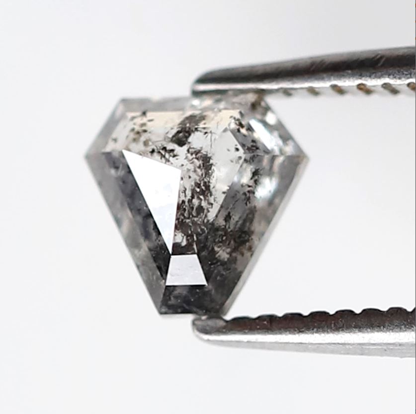 0.60 CT Geometric cut Loose Diamond, Conflict Free Natural Gray Black Salt and Pepper Diamond