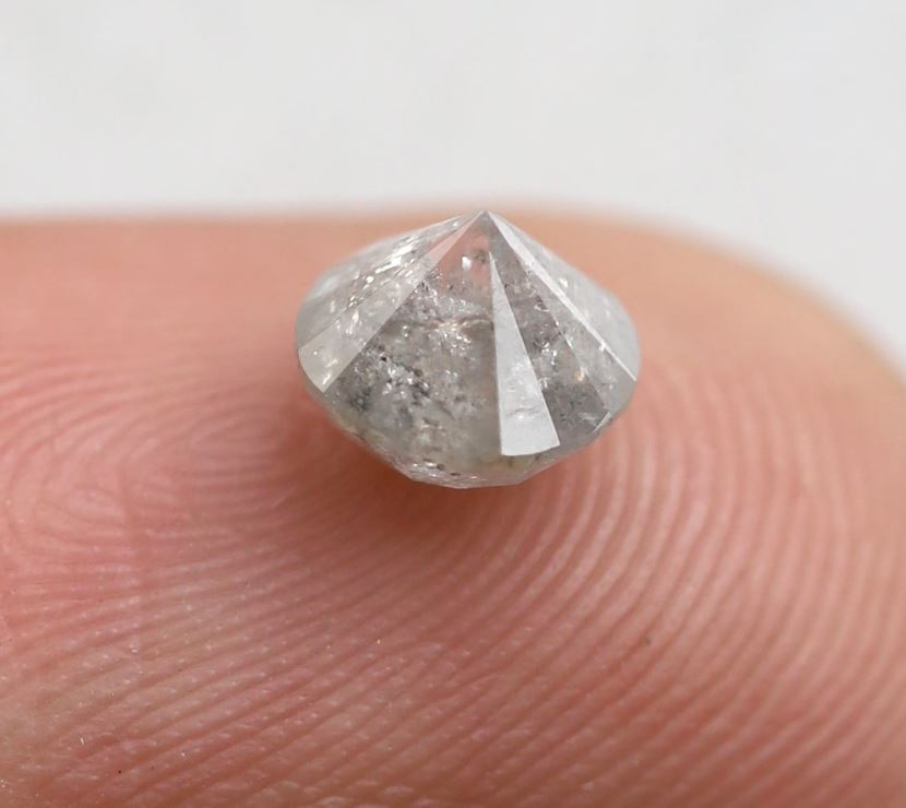 1.08 CT, 5.9 x 5.9 MM Round Brilliant cut Conflict Free Gray Black Salt and Pepper Diamond For Engagement Ring