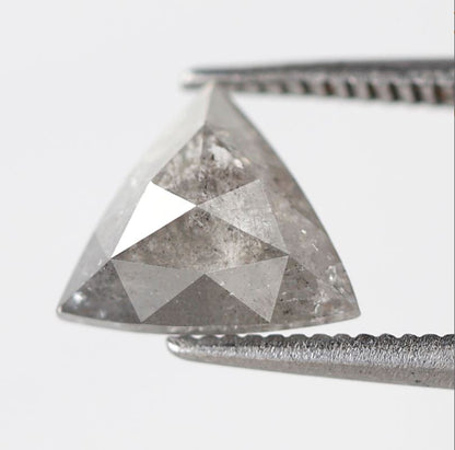 1.31 Ct Triangle Cut Salt and Pepper Diamond, Natural Gray Black Loose Diamond, Earth Mined Stone for Ring or Pendant