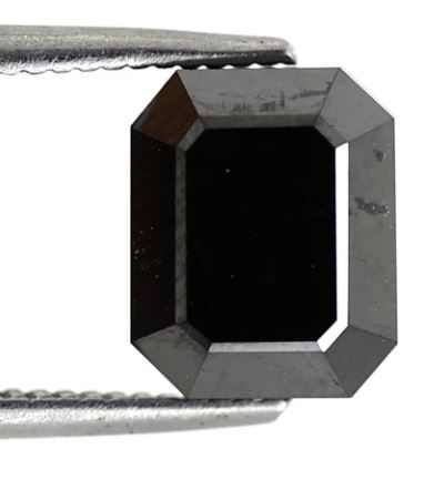 Emerald Cut 2.78 Ct Natural Treated Black Loose Diamond For Engagement Ring