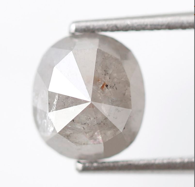 2.25 Ct Natural Oval Diamond, Grayish Salt and Pepper Loose Diamond, 8.00 mm Ethical Engagement Ring Stone