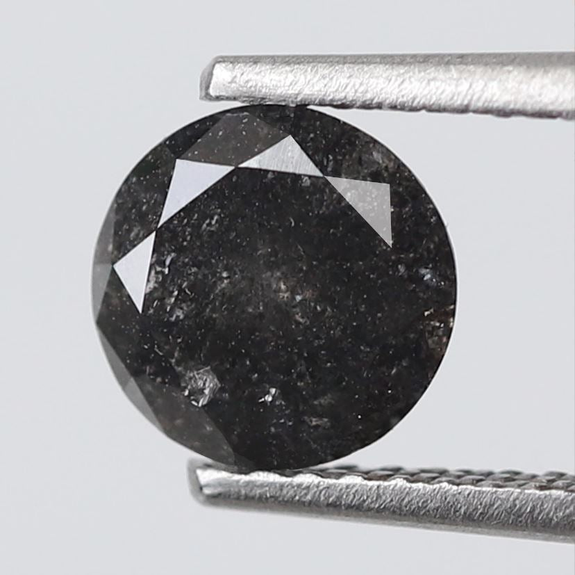 0.92 Ct Round Brilliant Salt and Pepper Diamond, Natural Blackish Gray Loose Wedding Ring Stone