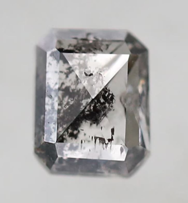 0.41 CT Emerald cut Natural Loose Diamond, 4.70 x 3.70 mm Gray Black Ethical Salt and Pepper Diamond