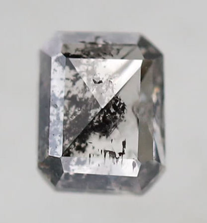 0.41 CT Emerald cut Natural Loose Diamond, 4.70 x 3.70 mm Gray Black Ethical Salt and Pepper Diamond