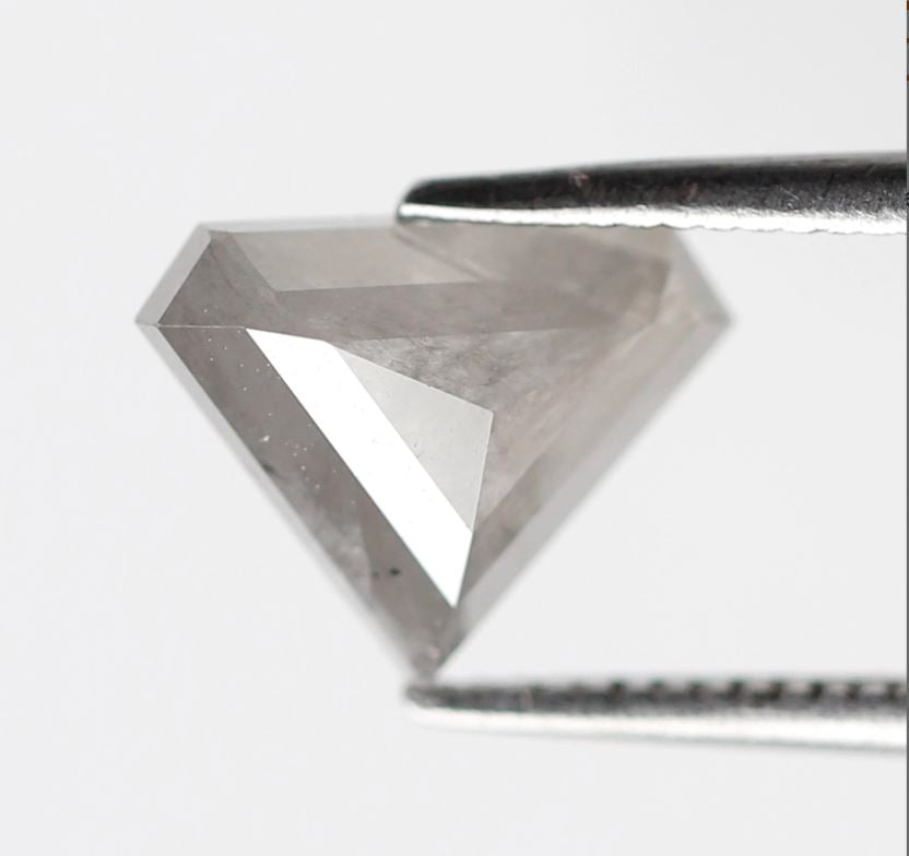 Geometric Cut 1.88 Ct Salt and Pepper Diamond, Natural Grayish Diamond, Loose Stone for Custom Wedding Band