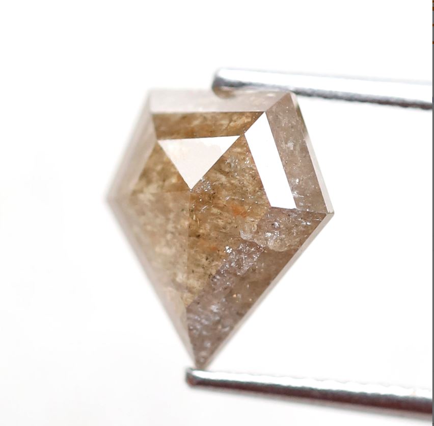 2.66 CT Geometric cut Salt and Pepper Diamond, Natural Yellowish Gray Conflict Free Earth Mined Diamond