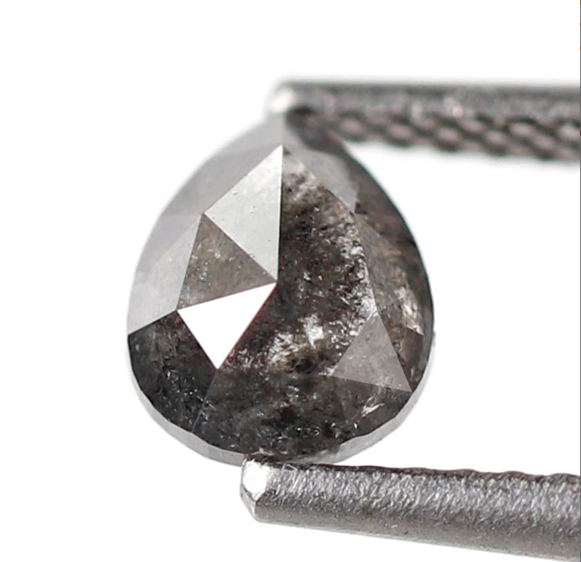 0.70 CT Blackish Gray Pear Shape Diamond, Natural 6.20 mm Conflict Free Salt and Pepper Diamond For Making Wedding Band