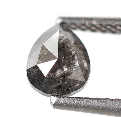 0.70 CT Blackish Gray Pear Shape Diamond, Natural 6.20 mm Conflict Free Salt and Pepper Diamond For Making Wedding Band