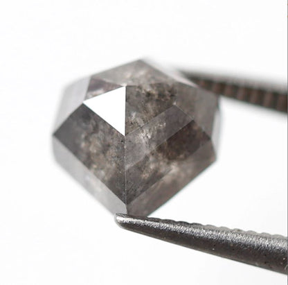 2.52 CT Geometric cut Natural Earth Mined Diamond, 8.60 x 7.80 mm Loose Salt and Pepper Diamond