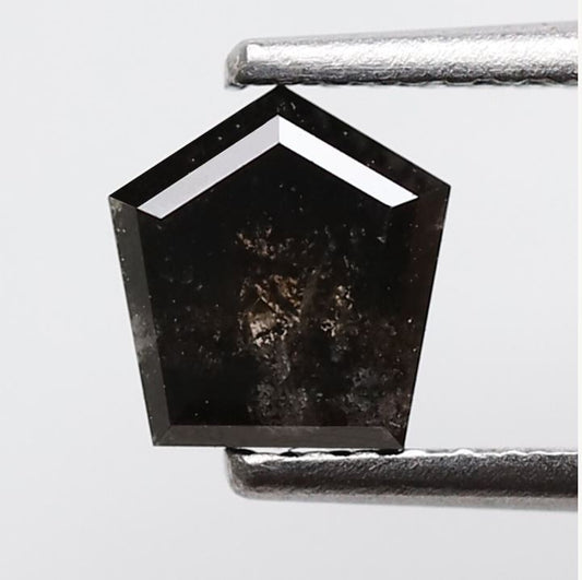 0.93 CT Geometric cut Loose Earth Mined Diamond, Natural Black Gray Salt and Pepper Diamond For Custom Pendant
