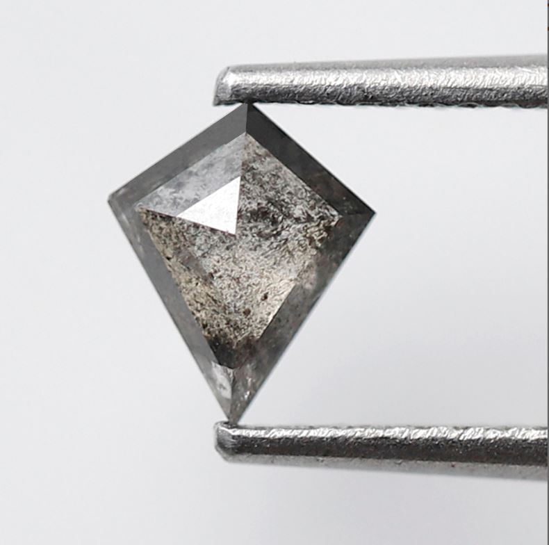 0.40 CT Kite Shape Loose Natural Diamond, 6.50 mm Gray Black Salt and Pepper Earth Mined Diamond For Anniversary Ring