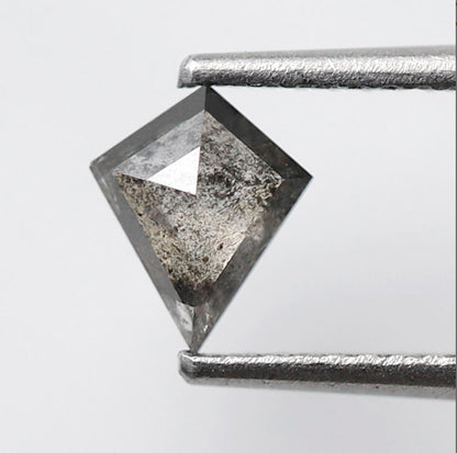 0.40 CT Kite Shape Loose Natural Diamond, 6.50 mm Gray Black Salt and Pepper Earth Mined Diamond For Anniversary Ring