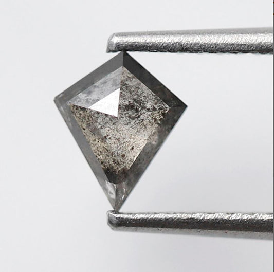 0.40 CT Kite Shape Loose Natural Diamond, 6.50 mm Gray Black Salt and Pepper Earth Mined Diamond For Anniversary Ring