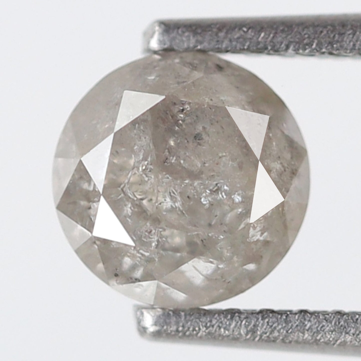 1.08 CT, 5.9 x 5.9 MM Round Brilliant cut Conflict Free Gray Black Salt and Pepper Diamond For Engagement Ring