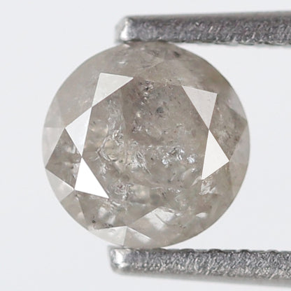 1.08 CT, 5.9 x 5.9 MM Round Brilliant cut Conflict Free Gray Black Salt and Pepper Diamond For Engagement Ring