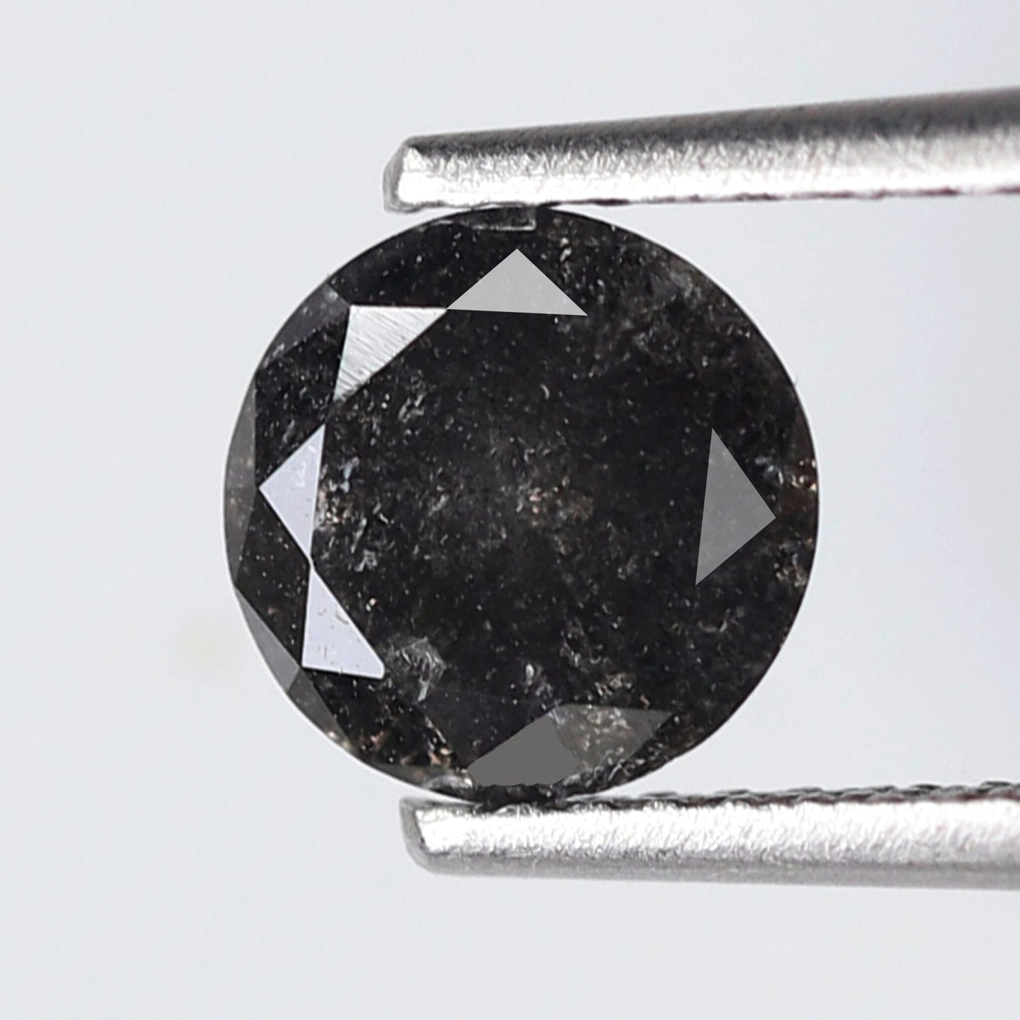 0.92 Ct Round Brilliant Salt and Pepper Diamond, Natural Blackish Gray Loose Wedding Ring Stone
