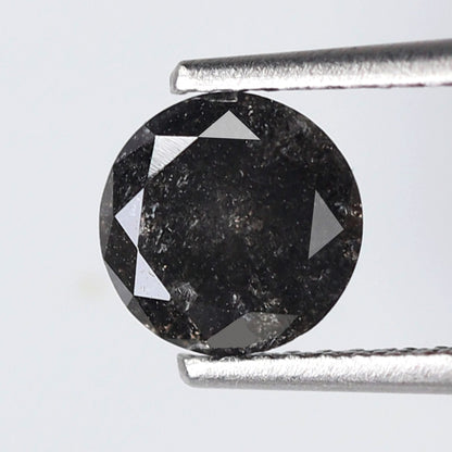 0.92 Ct Round Brilliant Salt and Pepper Diamond, Natural Blackish Gray Loose Wedding Ring Stone