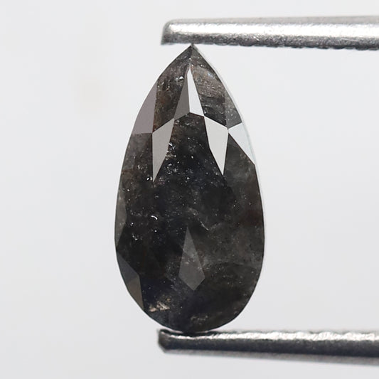0.86 CT Pear Shape Salt and Pepper Diamond, Natural Blackish Gray Ethical Loose Diamond for Engagement Ring