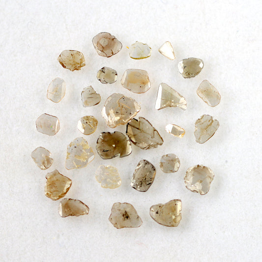 28 Pcs Polki Slice Natural Light Brown Diamonds | 3.85 Ct 3–7 mm Loose Diamond Lot