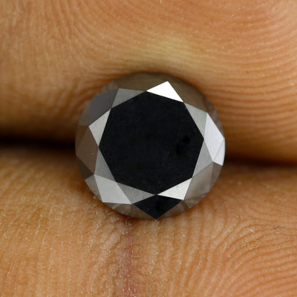 1.88 CT 7.9 MM Black Round Brilliant Cut Loose Best Quality Diamond Perfect For Gifting Ring