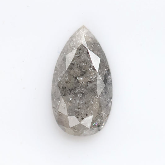 Natural 0.74 Carat Pear Shape Salt and Pepper Diamond, Gray Black Ethical Loose Diamond for Custom Ring and Jewelry