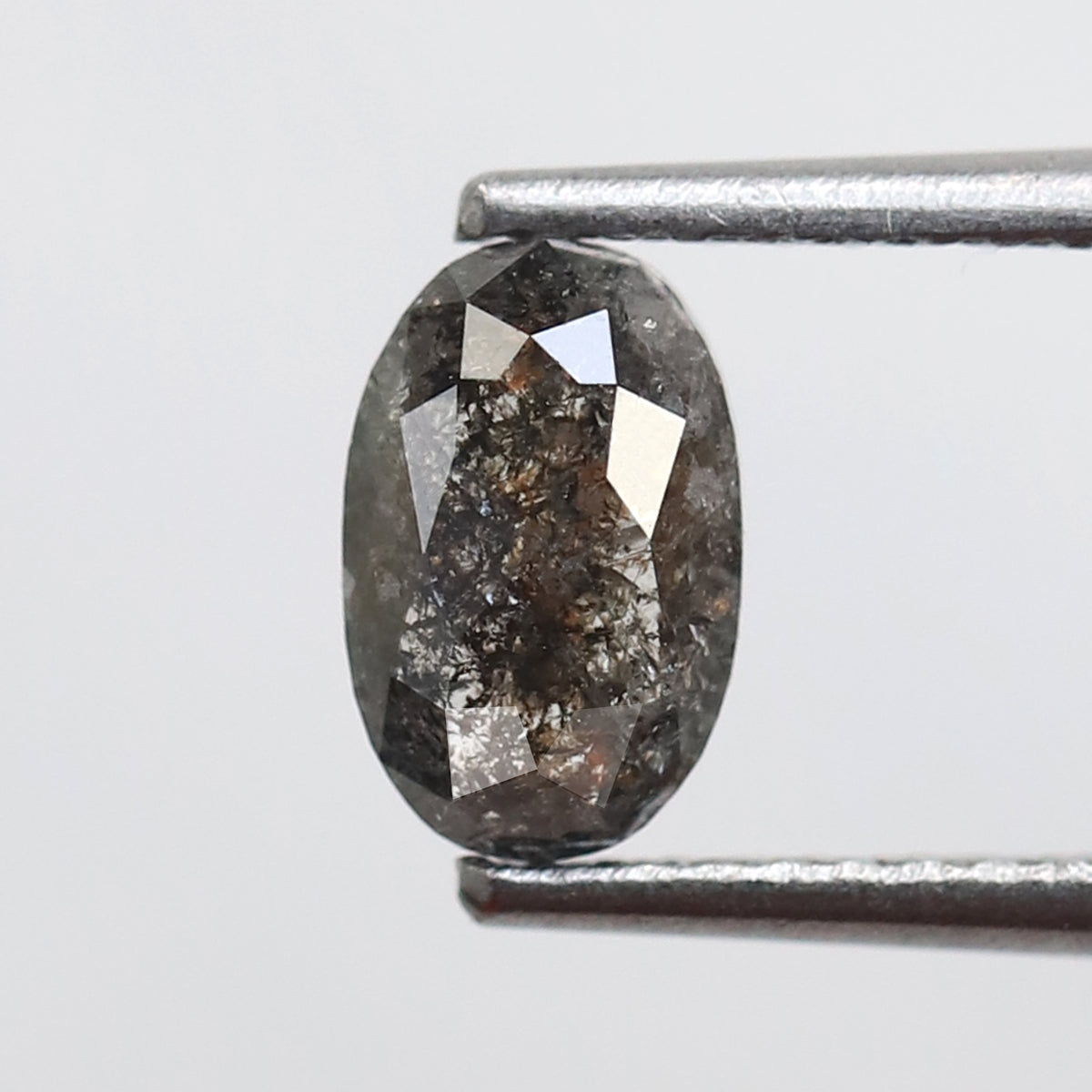 Oval Shape 0.65 CT Salt and Pepper Diamond, Natural Black Gray Conflict Free Loose Diamond for Custom Bridal Jewelry