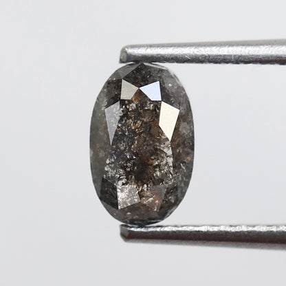 Oval Shape 0.65 CT Salt and Pepper Diamond, Natural Black Gray Conflict Free Loose Diamond for Custom Bridal Jewelry